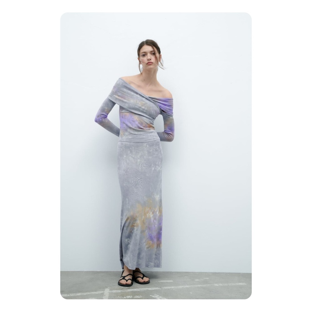 β
NWT Zara Tie Dye Draped Knit Top - Gray/Lavender β
- Picture 8 of 16